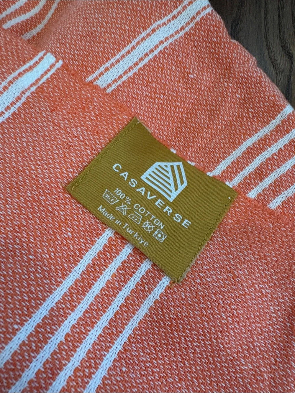 New Casaverse Coral Beach Towel with White Logo Pouch